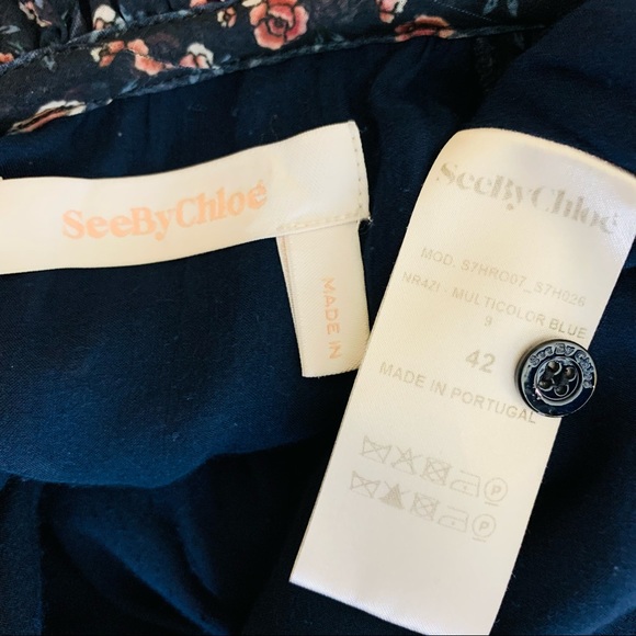 See By Chloe Floral Haze Lace Trim Dress Sz 42 - Picture 13 of 14